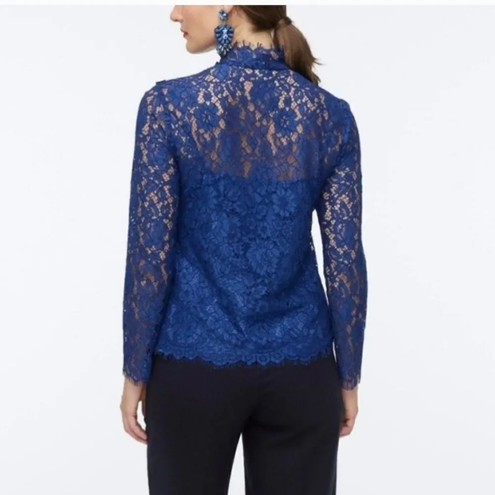 J. Crew Mockneck Top In Floral Lace Size 4 NWT